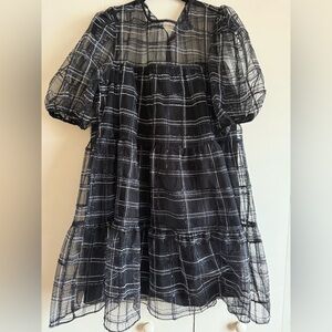 Vici Black, Blue and White Plaid Dress